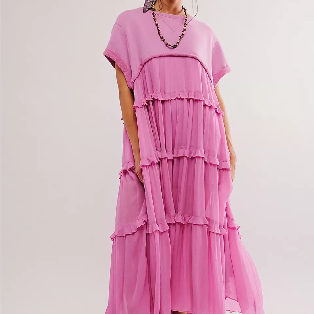 Elegant Pink Tiered Dress